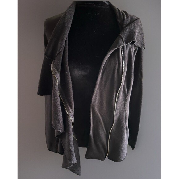 We The Free Ebb And Flow Ruffle Front Jacket Black Zip Front Peplum Hem Size Sm - Picture 11 of 14